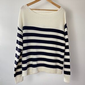 NWT Anthropologie Maeve Navy and White Striped Sweater size XL